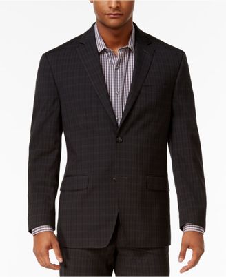 Sean John Men's Classic-Fit Charcoal Plaid Suit Jacket