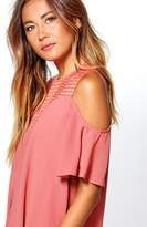 Thumbnail for your product : boohoo Lace Cold Shoulder Swing Dress