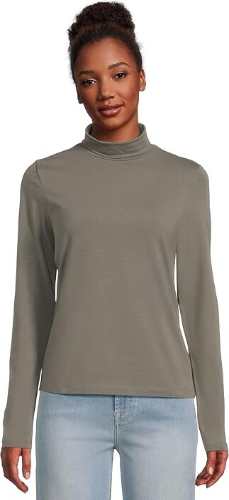 Pact Luxe Stretch Jersey Slim Turtleneck Women's Clothing Castor Grey : LG, Cotton/Elastane