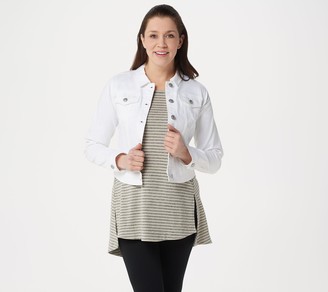 women's plus size white denim jacket