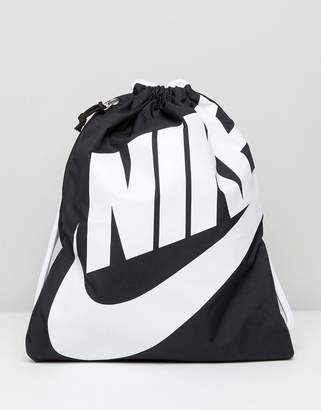 Nike Heritage Drawstring Backpack In Black Ba5351-011
