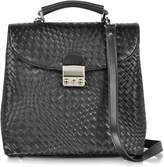 Thumbnail for your product : Forzieri Black Woven Leather Vertical Messenger