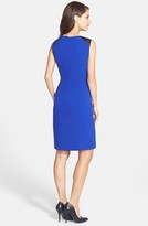 Thumbnail for your product : Ivanka Trump Faux Leather Detail Crepe Sheath Dress