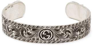Gucci Tiger-head Sterling-silver Cuff Bracelet - Mens - Silver