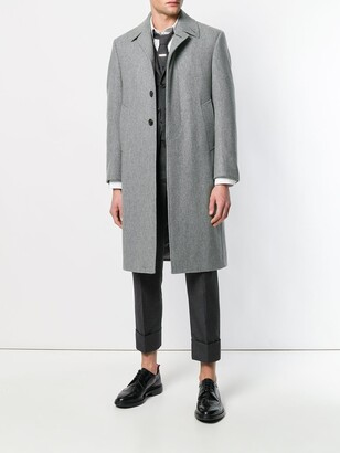 Thom Browne Classic Single-Breasted Melton Wool Overcoat