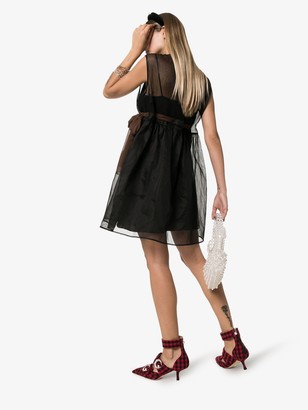 Miu Miu Sheer Sleeveless Empire Waist Ribbon Mini Dress