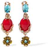 Thumbnail for your product : Oscar de la Renta Gold-plated, Swarovski Crystal And Resin Clip Earrings