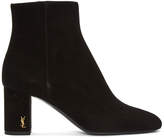 Thumbnail for your product : Saint Laurent Black Suede Loulou Zipped Boots