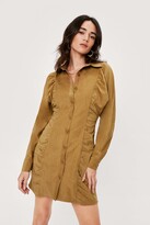 Thumbnail for your product : Nasty Gal Womens Petite Faux Suede Ruched Shirt Dress