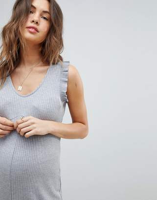 Supermom Maternity Sleeveless Ribbed Jumpsuit With Frill Detail