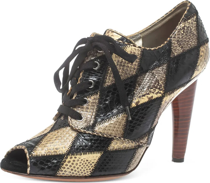 Dolce & Gabbana Pre-Owned Python Patchwork Lace-Up Boots