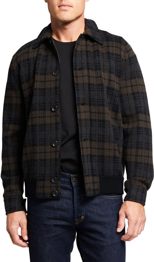 vince plaid bomber jacket