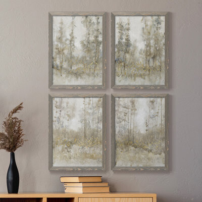 Red Barrel Studio Thicket Of Trees I - 4 Piece Picture Frame Print Set on Canvas