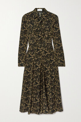 Michael Kors Collection Camouflage-print Silk Crepe De Chine Midi Shirt Dress - Black