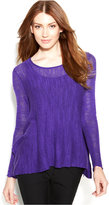 Thumbnail for your product : Eileen Fisher Long-Sleeve Linen-Blend High-Low Tunic