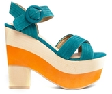 Thumbnail for your product : Shellys Shelly's London Color Block Turquoise/Orange Heeled Sandals