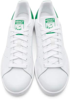 adidas White and Green Stan Smith Sneakers