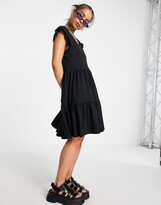 Thumbnail for your product : Only mini dress with V-neck and tiering in black