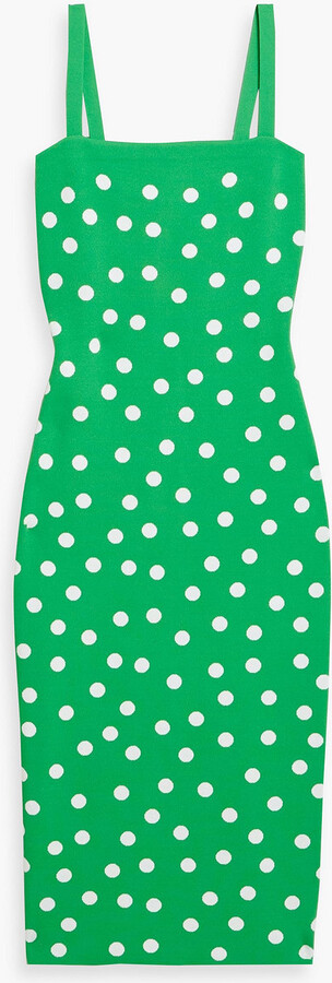 Polka-dot jacquard-knit midi dress