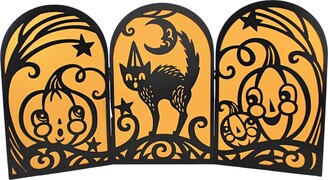 Bethany Lowe Designs, Inc. Halloween 12.0" Spooky Tabletop Screen Black Cat Pumpkin Bethany Lowe Designs, Inc. - Decorative Sculptures