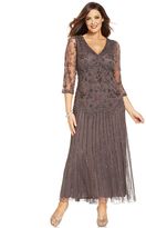 Thumbnail for your product : Pisarro Nights Plus Size Three-Quarter-Sleeve Beaded Gown