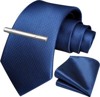 HISDERN Blue Ties for Men Wedding Silk Woven Necktie with Pocket Square -  ShopStyle