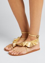 Thumbnail for your product : Ulla Johnson Daria Metallic Ruffle Ankle-Strap Sandals