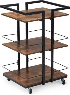 17 Stories Multi-tier Salon Cart with Universal Wheels and Iron Rail