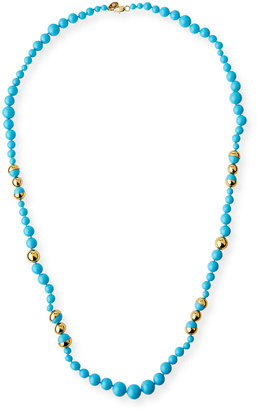 Tory Burch Pearly Chain Rosary Necklace, Turquoise