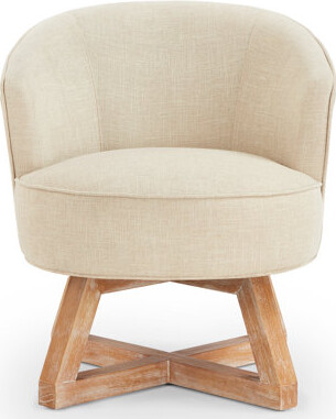 Wovilo Construction Swivel Chair In Linen Fabric For Home 360° Freely Swiveling With Seat