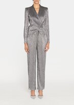 Thumbnail for your product : Giorgio Armani Metallic Belted Paperbag-Waist Tapered-Leg Pants