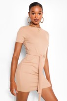Thumbnail for your product : boohoo Tie Front Rib Midi Dress