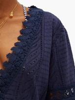 Thumbnail for your product : Melissa Odabash Victoria V-neck Broderie-anglaise Cotton Dress - Navy