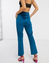 Thumbnail for your product : Fashion Union tailored trouser in teal velvet