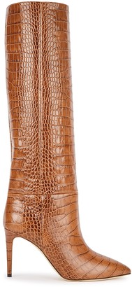 Paris Texas 85 Crocodile-effect Leather Knee-high Boots