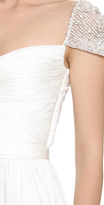 Thumbnail for your product : Reem Acra Twist Front Gown with Jeweled Sleeves
