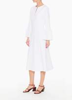 Thumbnail for your product : Tibi Structured Crepe V-Neck Ruffle Sleeve Midi Dress