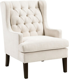 Button- Beige Chair With Detachable Seat Cover And Legs 21" Width Accent Foam Cushioning
