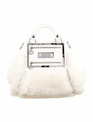 Versace Vintage Leather-Trimmed Fox Short Handle Bag White - ShopStyle
