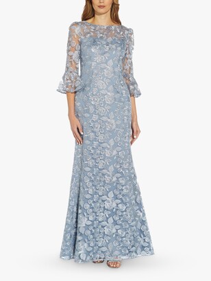 Adrianna Papell Corded Embroidered Dress, Light Blue