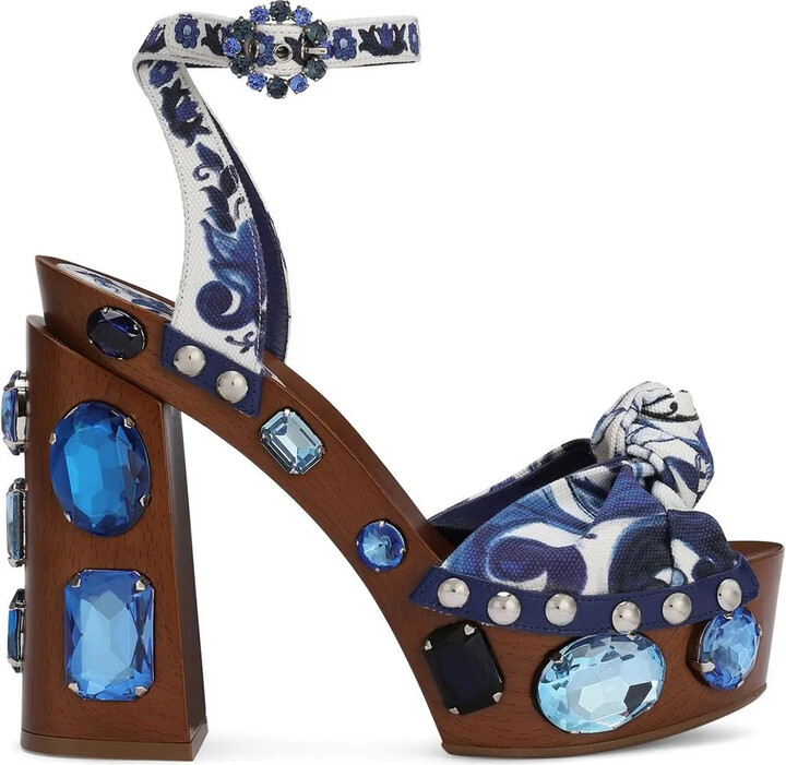Dolce & Gabbana Majolicaprint crystalembellished sandals ShopStyle