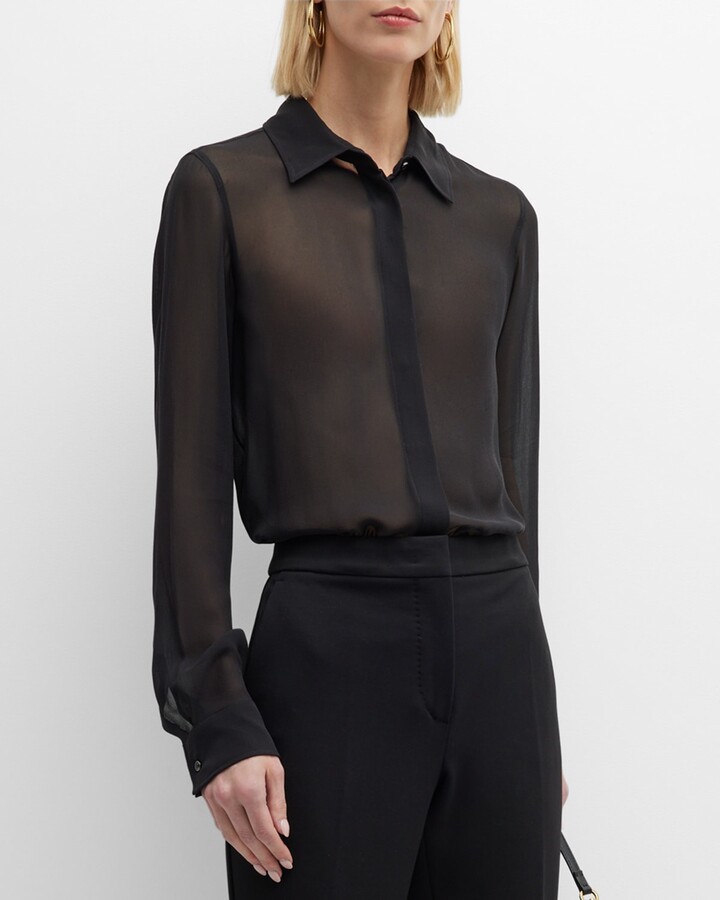 sheer button blouse