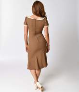 Thumbnail for your product : Stop Staring Exclusive 1930s Camel & Ivory Dot Railene Dress
