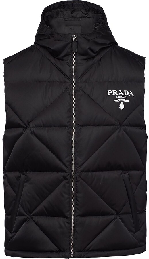 Mens Clothing Jackets Waistcoats and gilets Prada Synthetic Re-nylon Triangle Logo Plaque Waistcoat in Black for Men 