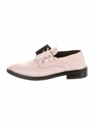 Coliac Leather Crystal Embellishments Loafers Pink