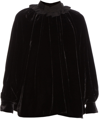 Fendi Ruffled-collar velvet blouse