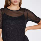 Thumbnail for your product : River Island Womens Black glitter mesh T-shirt dress
