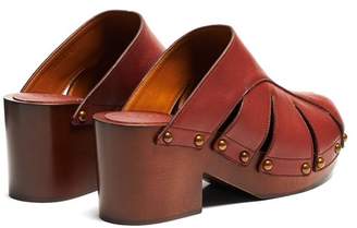 Chloé Quinty Leather Clogs - Womens - Burgundy