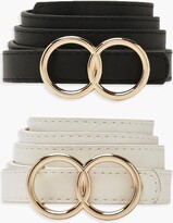 Thumbnail for your product : boohoo Double Ring Skinny 2 Pk Belt