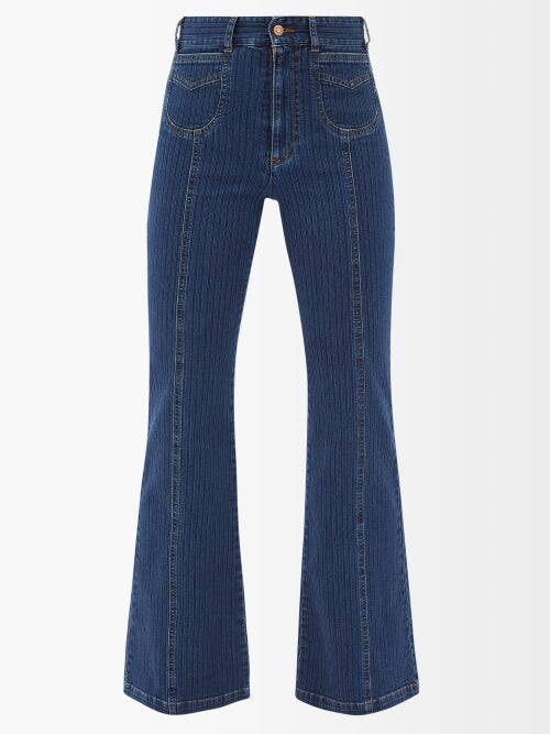 Chloé Denim High-Rise Flared Jeans in Blau Damen Bekleidung Jeans Schlagjeans 